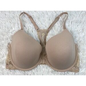 Victoria's Secret 36DD Beige Front Closure Racerback Lined Perfect Coverage Bra